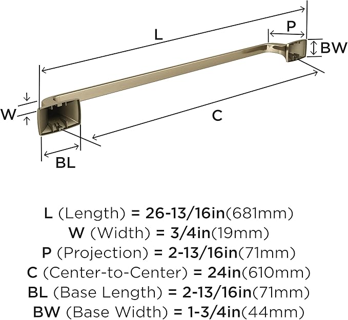 Amerock BH36014BBZ | Golden Champagne Towel Bar | 24 in (610 mm) Towel Rack | Highland Ridge | Bathroom Towel Holder | Bathroom Hardware | Bath Accessories