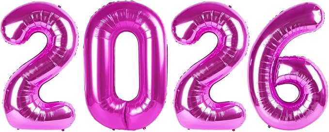 Rosy Purple 2026 Number Balloon, Rosy Purple Number Balloons 40 Inch, 2026 Balloon Birthday Decorations, 2026 Birthday Party Supplies, 2026 Graduation Party Favors, Class of 2026 Decorations