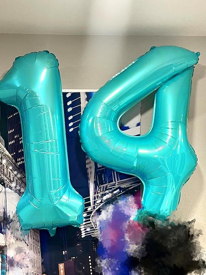 1 Balloons Number for First Birthday, Balloon Numbers 40 Inch, Blue Green Balloon for Baby Shower, Big Baloon for 1, 11, 21, 100 Birthday Wedding Anniversaries Party