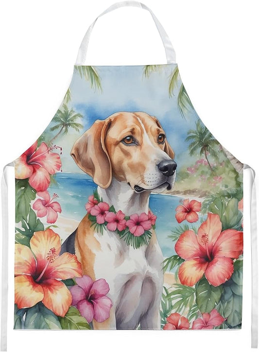 Caroline's Treasures English Foxhound Luau Apron Cooking Kitchen Server Baking Crafts Gardening for Adult Women Men, Unisex, Large, Multicolor