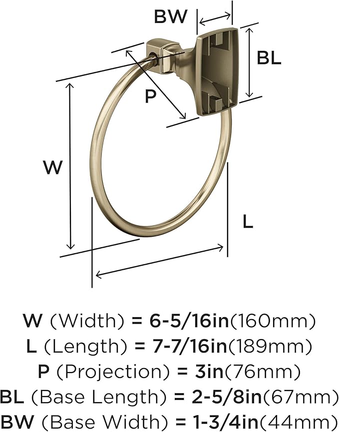 Amerock BH36012 Highland Ridge 7-7/16" Wall Mounted Towel Ring - Golden Champagne