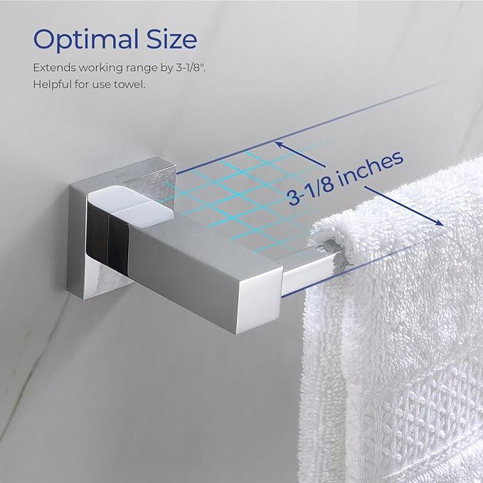 KIBI Cube 10 Inch Hand Towel Bar in Chrome Finish | Solid Brass, Wall Mounted, Rust-Resistant Finish Bathroom Towel Holder for Bathroom, Kitchen, Washroom | Modern & Durable Design (KBA1503CH)