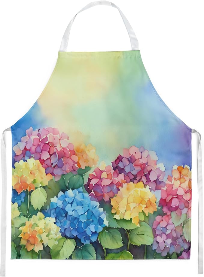 Caroline's Treasures Hydrangeas in Watercolor Apron Cooking Kitchen Server Baking Crafts Gardening for Adult Women Men, Unisex, Large, Multicolor