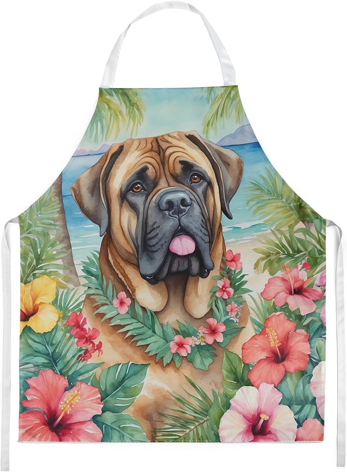 Caroline's Treasures Mastiff Luau Apron Cooking Kitchen Server Baking Crafts Gardening for Adult Women Men, Unisex, Large, Multicolor