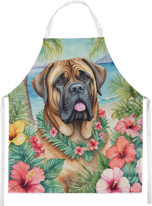 Caroline's Treasures Mastiff Luau Apron Cooking Kitchen Server Baking Crafts Gardening for Adult Women Men, Unisex, Large, Multicolor