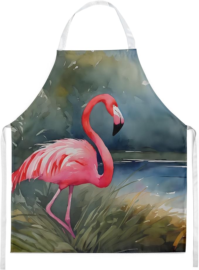 Caroline's Treasures Flamingo Apron Cooking Kitchen Server Baking Crafts Gardening for Adult Women Men, Unisex, Large, Multicolor