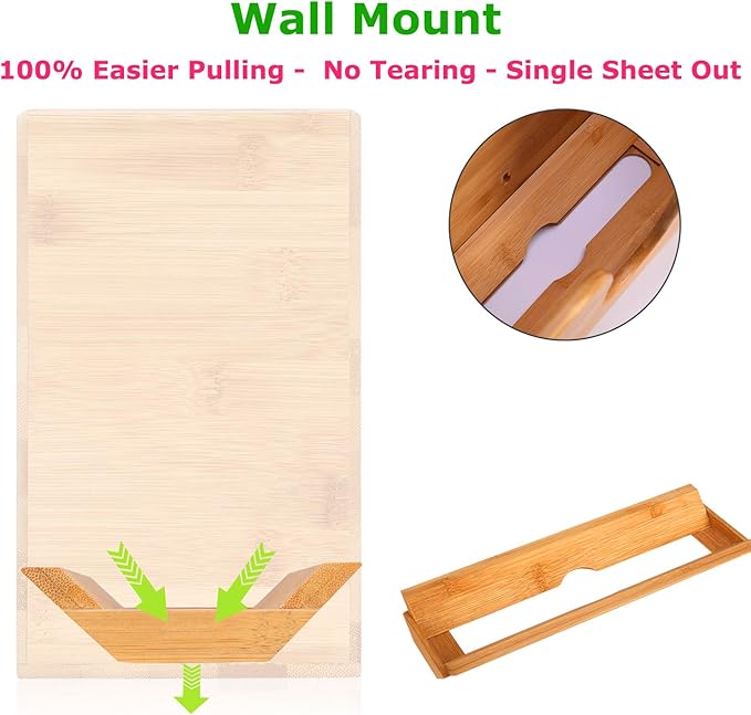Cozee Bay Bamboo Paper Towel Dispenser, Paper Towel Holder for Kitchen Bathroom Toilet of Home and Commercial, Wall Mount or Countertop for Multifold, C Fold, Z fold, Trifold Hand Towels