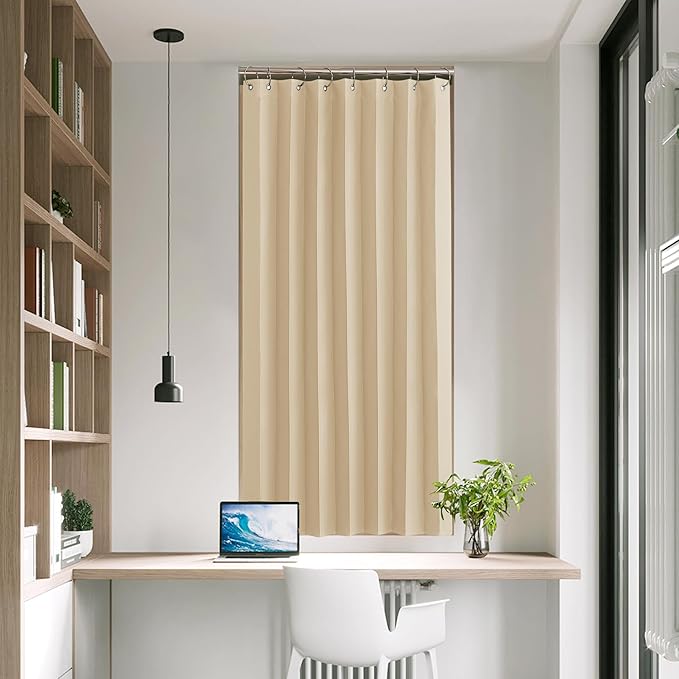 NICETOWN Pleated Short Curtains for Small Window, Room Darkening Accordion Curtains for Living Room, Window Covering for Glass Door, Sidelight Shade, 38W x 50L Inches, 1 Panel, Biscotti Beige