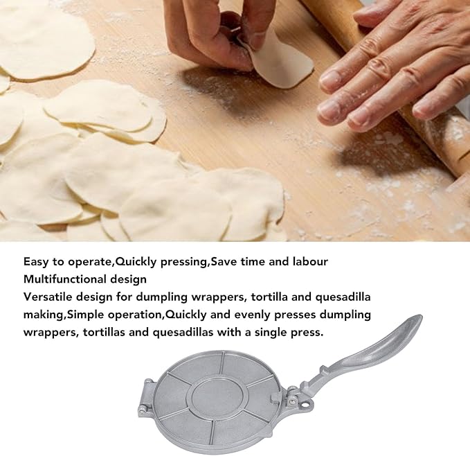 Tortilla Press Multifunctional Aluminium Alloy Manual Maker Press for Making Dumplings Tortillas Quesadilla Home Kitchen