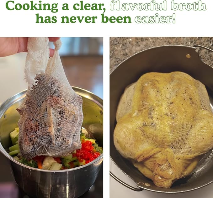 Regency Wraps Soup Socks, Cotton Mesh Bags for Making Clear Flavorful Broth and Soups, Natural 100% Cotton, 24" Pack of 6, Great for Chicken, Veggies, Eggs and More