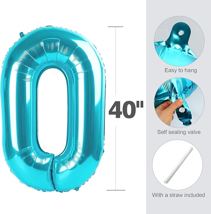 Number 18 Balloon, 18 Balloons for Birthday Party, 40 Inch 81 Number Balloons, Light Blue Digital Balloons for Adult Ceremony Wedding Anniversaries Party