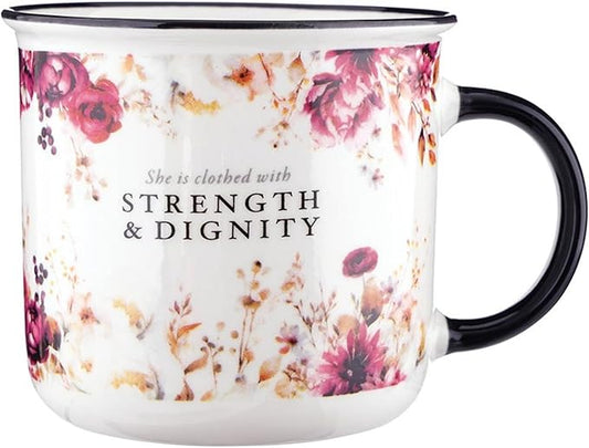 Faithworks Christian Gifts - Inspirational Gift for Mom/Sister/Grandma Ceramic Coffee Mug/Cup, Holds 13.5 Fluid Ounces, Strength & Dignity
