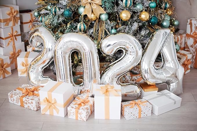 40 Inch Large Numbers Balloon, 4 Silver Ballon for 4th 14 40 44 Birthday Party, Balloon 4 Number for Graduations Wedding Supplies