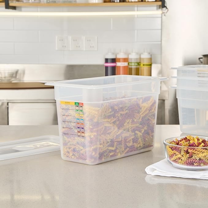 Restaurantware Food Storage Container 10 Pack of 12.7 x 6.8 x 7.8 Inches Plastic Stackable Storage Box White Reusable Label Container Dishwasher Safe For Restaurants And Kitchens