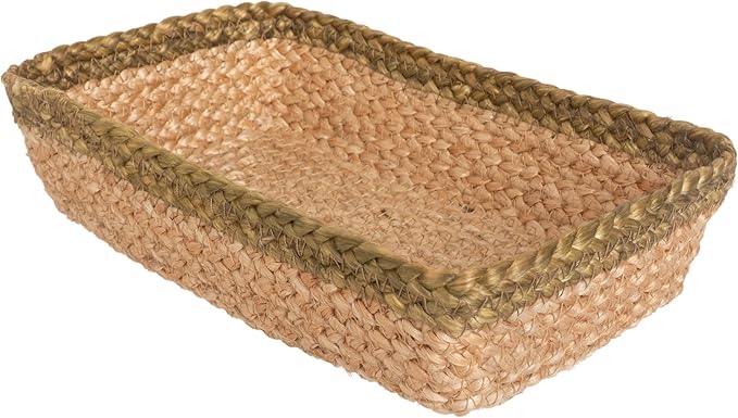 Boston International Paper Napkin Holder Caddy Dispenser for Kitchen Dining Buffet & Bar Countertops, 9" x 5.25" (Fits Guest Towel Size), Woven Tan & Sage