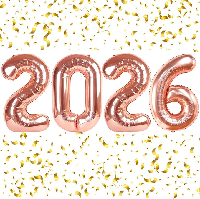 2026 Balloons Rose Gold Number 2026 Balloon-16 Inch Number Foil Balloons for Graduation Party Decorations 2026