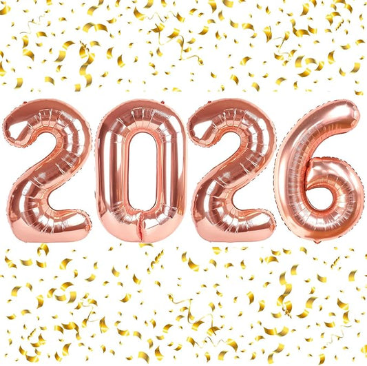 2026 Balloons Rose Gold Number 2026 Balloon-16 Inch Number Foil Balloons for Graduation Party Decorations 2026