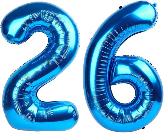 Numbers 26 Balloon, Dark Blue Birthday Party Supplies for 26th, 40 Inch Digital Ballons for Women Men, Party Decorations for Engagement, Bridal Shower, Wedding, 2026 New Years Eve Party