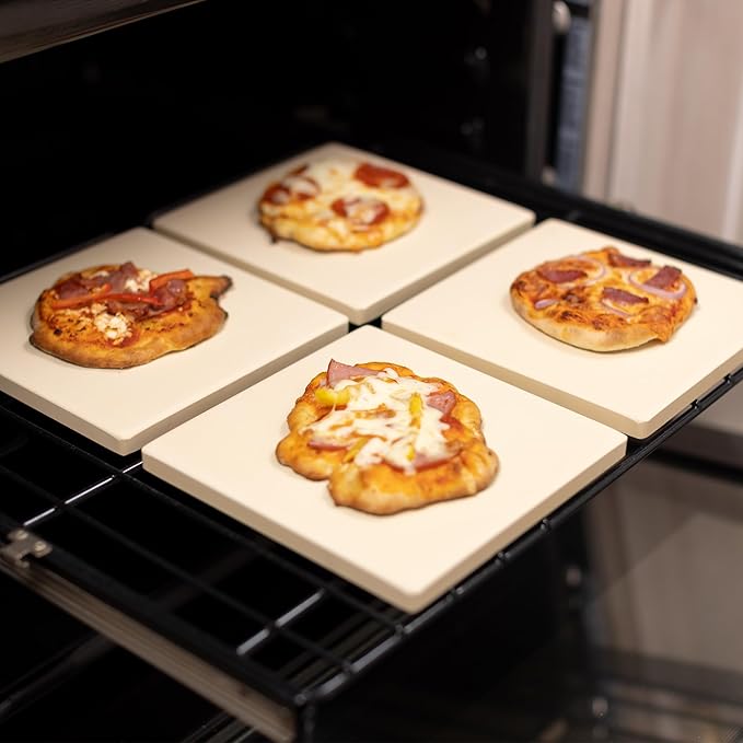 Old Stone Pizza Kitchen 4-Piece Cordierite Rectangle Pizza Stone Set