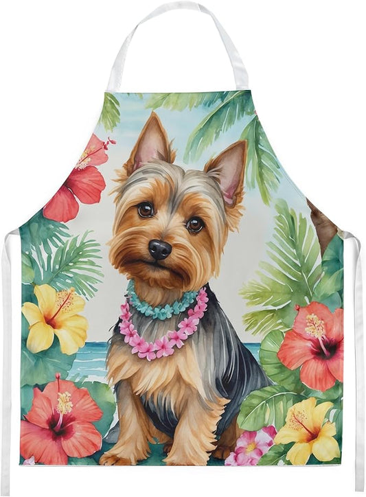 Caroline's Treasures Silky Terrier Luau Apron Cooking Kitchen Server Baking Crafts Gardening for Adult Women Men, Unisex, Large, Multicolor
