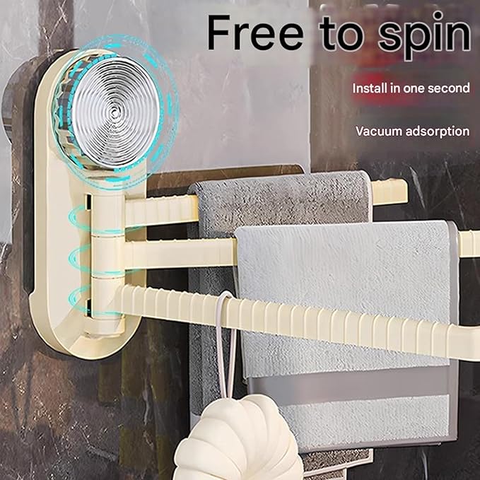 Suction Cup Rotating Towel Rack for Bathroom Wall-mounted Hook Kitchen Hanger for Effective Tool Storage Cabinet Mounted Towel Rack