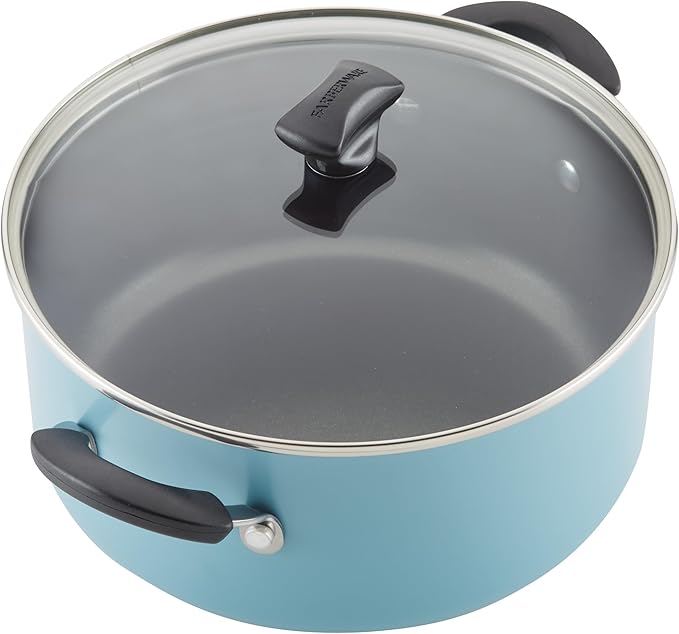 Farberware Cookstart DiamondMax Nonstick Cookware/Pots and Pans Set, Dishwasher Safe, Includes Baking Pan and Cooking Tools, 15 Piece - Aqua