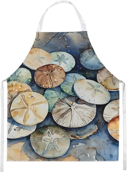 Caroline's Treasures Sand Dollars Apron Cooking Kitchen Server Baking Crafts Gardening for Adult Women Men, Unisex, Large, Multicolor