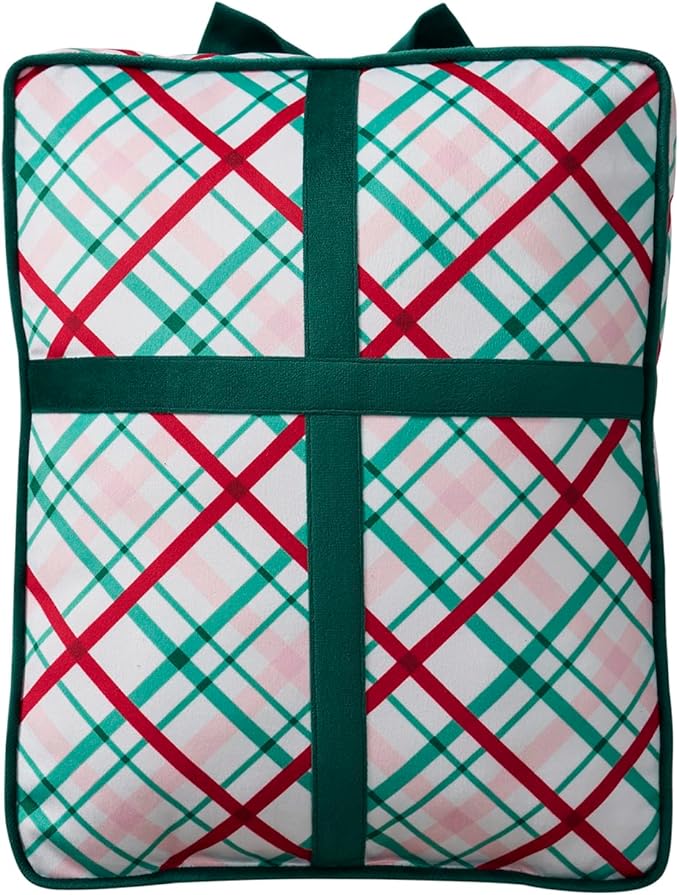 Hallmark - Decorative Throw Pillow for Couch or Bed, Holiday Home Décor, 12.5" x 13", (Gift Plaid, Multi)
