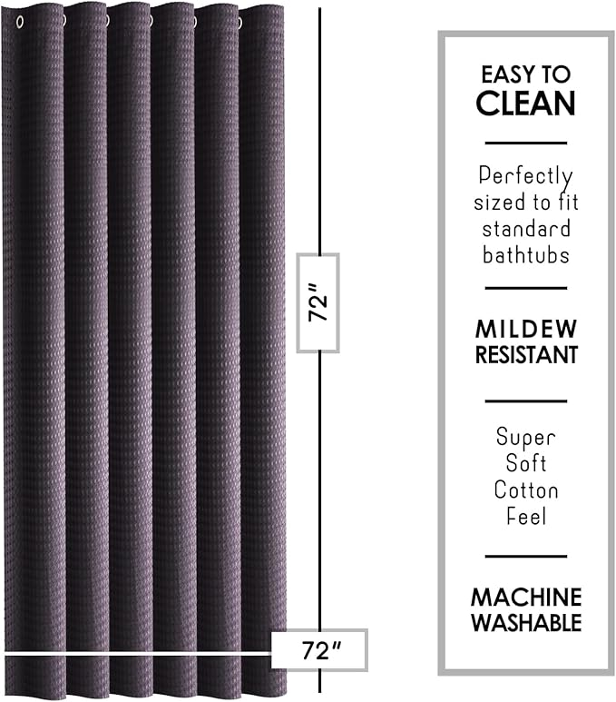 Clara Clark Purple Shower Curtain Set with Rugs - Bathroom Sets with Shower Curtain and Rugs, Fabric Shower Curtains and 2 Bath Mats, Modern Bathroom Shower and Curtain Sets for Tub Or Stall