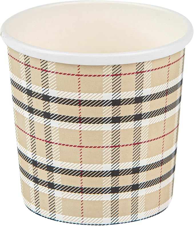 Restaurantware Bio Tek 12 Ounce Soup Containers 200 Durable Soup Bowls - Disposable Sustainable Plaid Print Paper Soup Cups Round For Hot Or Cold Foods