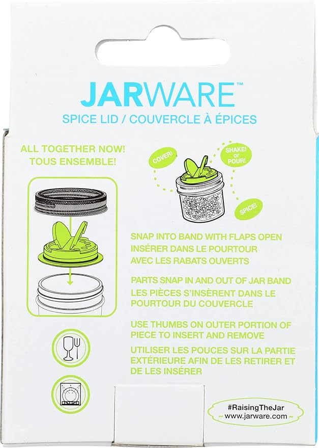 Jarware Spice Lid for Regular Mouth Mason Jars, Green