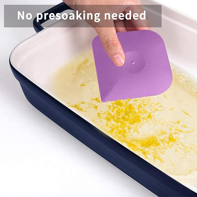 Herda Pan Scraper Pot Scraper Plastic Kitchen Scraper Tool, 5pcs Food Scraper Dish Scraper Hard Nylon Platic Cleaning Scraper Tool for Kitchen Pan, Pot, Cast Iron (Purple)