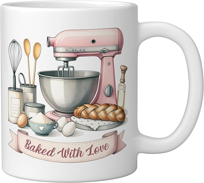 Baker Women Mom Wife Funny Baking Humor Bake Love Mama Girl Ceramic Mug, White