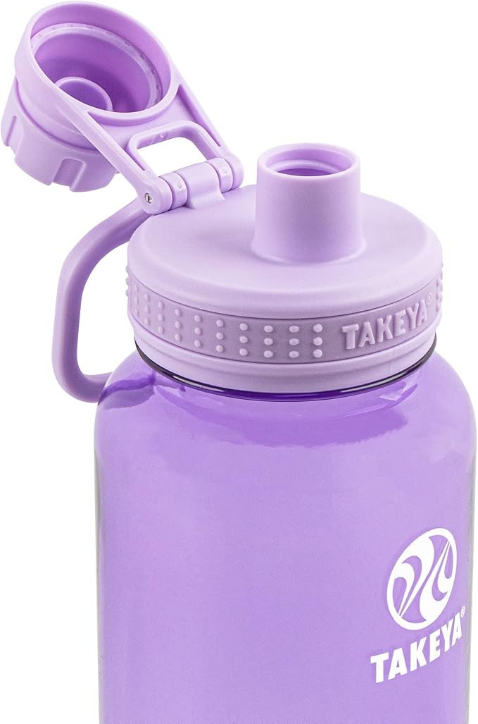 Takeya Tritan Sport Water Bottle with Spout Lid - BPA-Free & Dishwasher-Safe Water Bottle - Reusable Bottle with Lid Handle - Simple Leak-Proof Water Bottle - 40 oz, Vivacity Purple