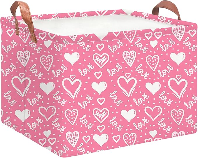 NTAOHAMPER Mothers Day Gifts Love Heart Fabric Storage Basket Empty with Handles, Books Box, Baby Shower Baptism Lovely Storage24L(Lovely Heart)