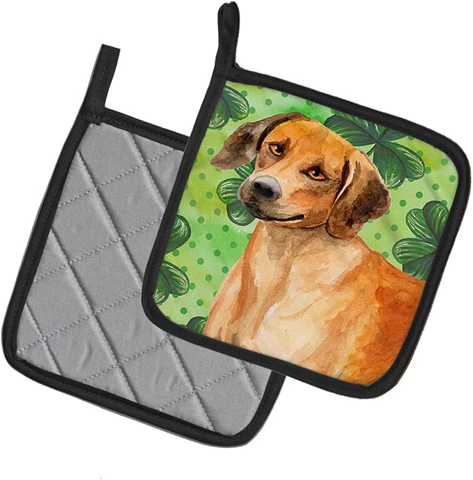 Caroline's Treasures BB9850PTHD Rhodesian Ridgeback St Patrick's Pair of Pot Holders, Green Kitchen Heat Resistant Pot Holders Sets Oven Hot Pads for Cooking Baking BBQ, 7 1/2 x 7 1/2
