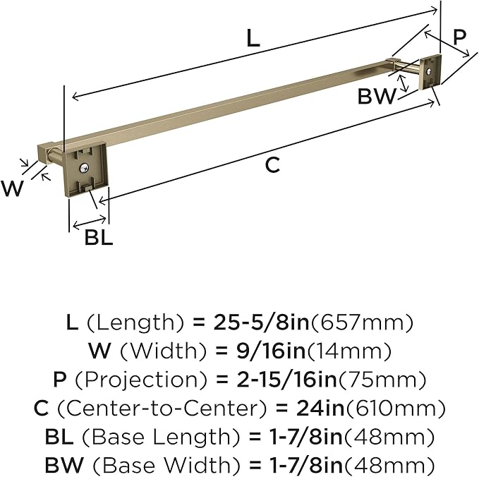Amerock BH36074BBZ | Golden Champagne Towel Bar | 24 in (610 mm) Towel Rack | Appoint | Bathroom Towel Holder | Bathroom Hardware | Bath Accessories