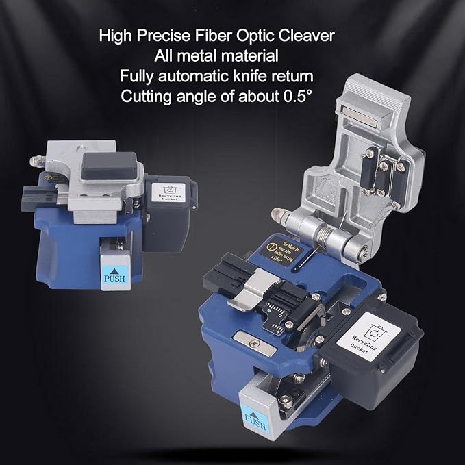 Fiber Cleaver High 16 Cleaving Points 3 in 1 Fixture Automatic Return Knife Optic Fiber Multi Functional Optical Fiber Cleaver for 0.25mm 0.9mm 3.0mm Coating Cab