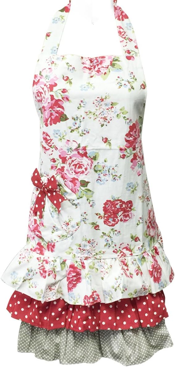 Wrapables Mother and Daughter Ruffles and Roses Apron for Baking, Cooking & Crafts, Adult
