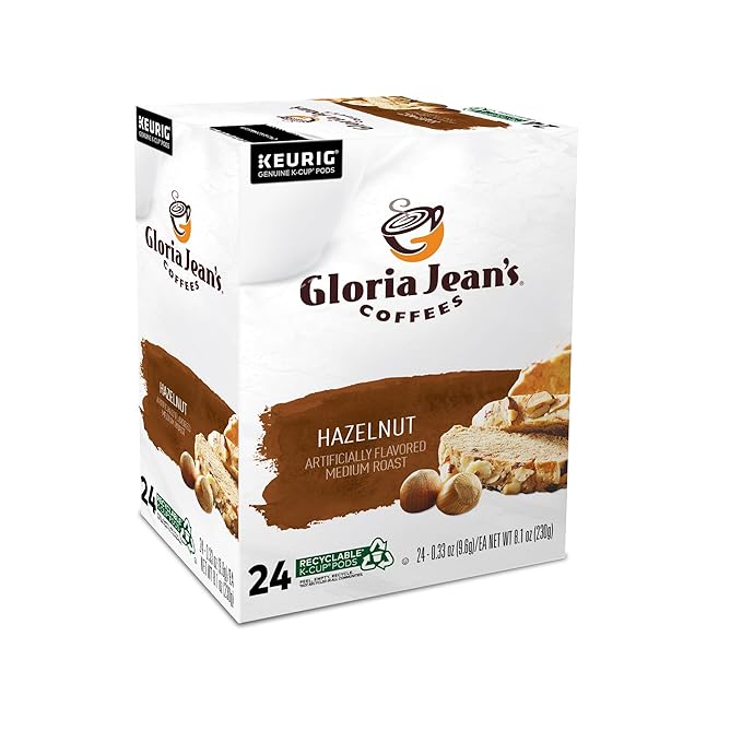 Gloria Jean's Coffees Hazelnut, Single-Serve Keurig K-Cup Pods, Flavored Medium Roast Coffee, 96 Count