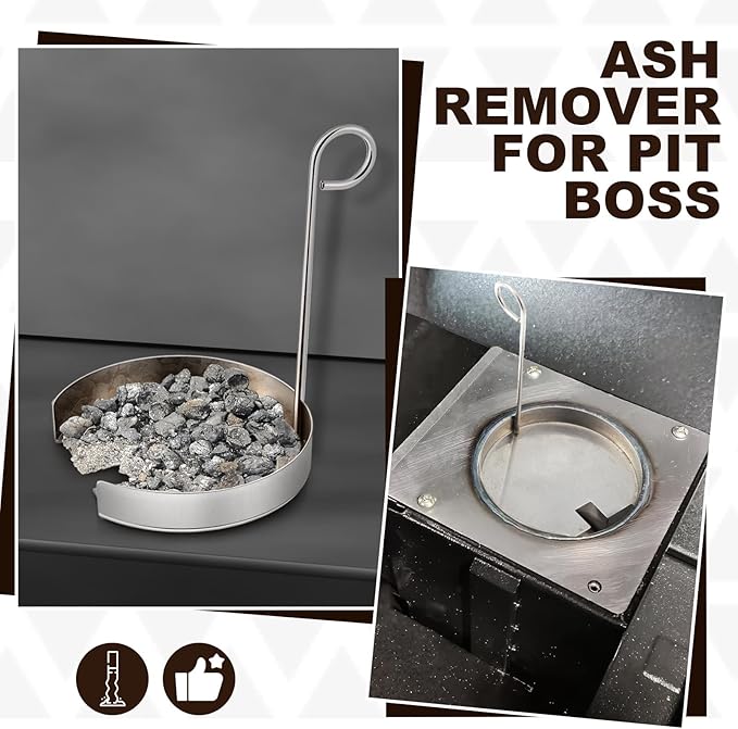 Reallnaive 2 Pcs Ash Remover Compatible with Pit Boss Camp Chef Pellet Grill Burn Pot Stainless Steel Pellet Grill Burn Pot Cleaning Accessories Ash Away Remover for Burner Gridiron (Thin Handle)