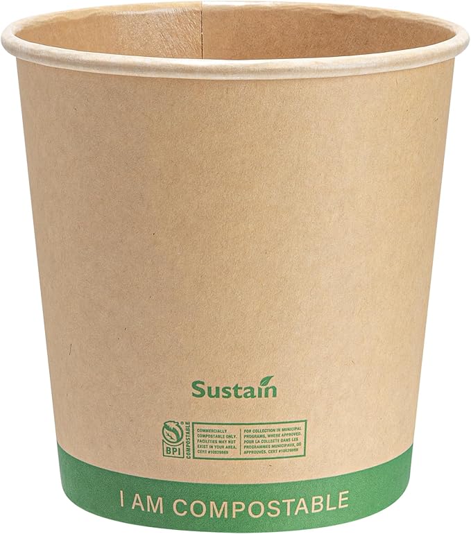 Restaurantware Paper Soup Containers 200 Pack Of 24 oz Disposable Kraft To Go Hot Soup Serving Bowls BPI-Certified Compostable Leakproof Stackable Food Containers For Noodles, Pasta And Desserts