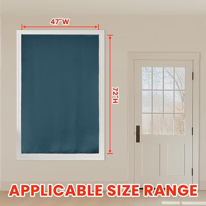 AJAZZ self Adhesive Portable 100% Blackout Curtains Simple and Easy to installBedroom Window Thermal Lnsulated Kitchen Room Darkening Black Small Drapes 1-Pack