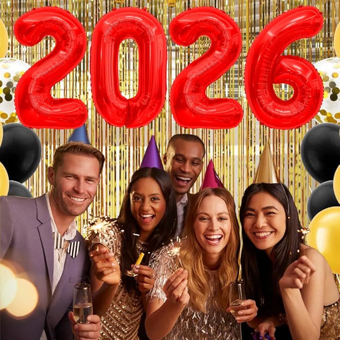 2026 Balloons Red 2026 Foil Number Balloons, 40 inch 2026 Balloons New Year, Large 2026 Mylar Balloons for 2026 New Years Eve Party Supplies Festival Birthday Anniversary Graduation Decorations