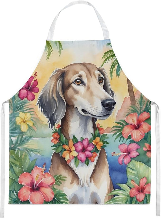 Caroline's Treasures Saluki Luau Apron Cooking Kitchen Server Baking Crafts Gardening for Adult Women Men, Unisex, Large, Multicolor