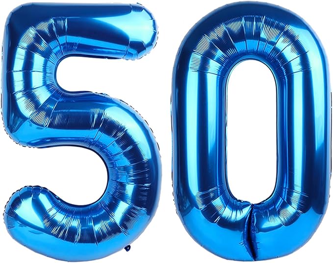 50 Balloon Number, Dark Blue Balloons 40 Inch Birthday Decorations for 50th, Big Digital Balloons for Wedding, Anniversaries, Celebration Party, Graduation, Photo Prop