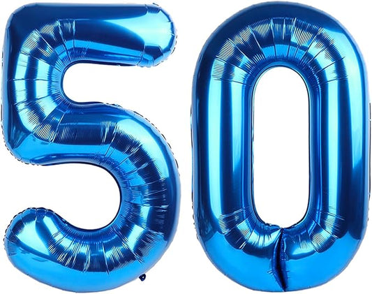 50 Balloon Number, Dark Blue Balloons 40 Inch Birthday Decorations for 50th, Big Digital Balloons for Wedding, Anniversaries, Celebration Party, Graduation, Photo Prop