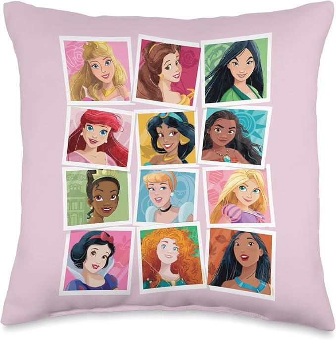Disney Princess Photos Portrait Picture Collection Throw Pillow