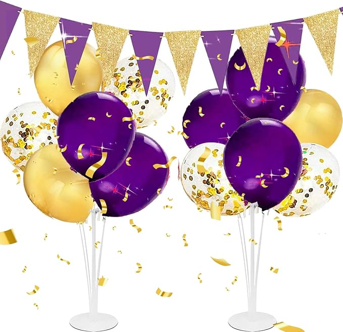 Graduation Decorations Purple Gold 2026/Purple Graduation Party Decorations 2026/Purple Gold Balloon Table Centerpiece Decorations/Birthday