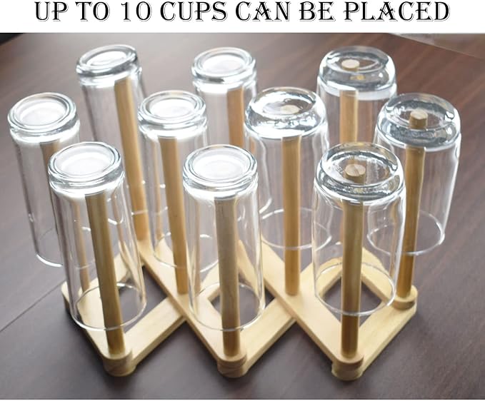 Bamboo Retractable Bottle Drying Rack Cup Dish Drying Racks,Sports Water Bottle and Mug Drainer Stand, Plastic Bag Dryer Rack and Multifunctional Drying Rack for Kitchen Countertop